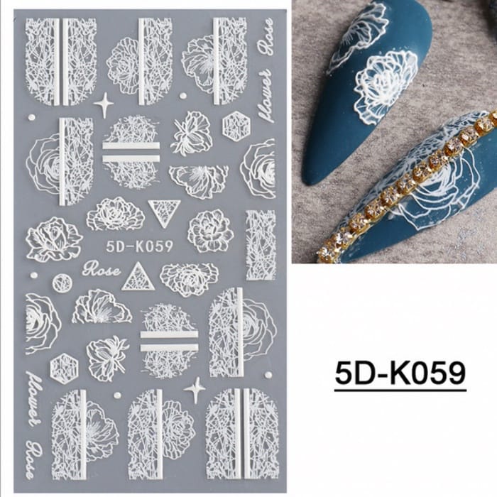 1 Lembar Stiker Kuku Motif Renda Bunga 5d Bahan Akrilik Transfer Air Untuk Aksesoris /CHNL /MOTIF SAPI DAN LEOPARD BEST SELLER