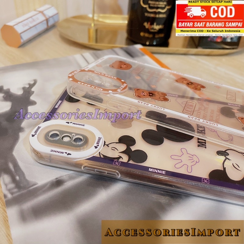 CASE IPHONE 14/ 14PRO/ 14PRO MAX/ IPHONE 13/ 13PRO/ 13PRO MAX/ SOFTCASE PROTECTOR CAMERA/ CASING MOTIF BEAR/ BERUANG/ DORAEMON/ MICKEY/ LOVE PINK