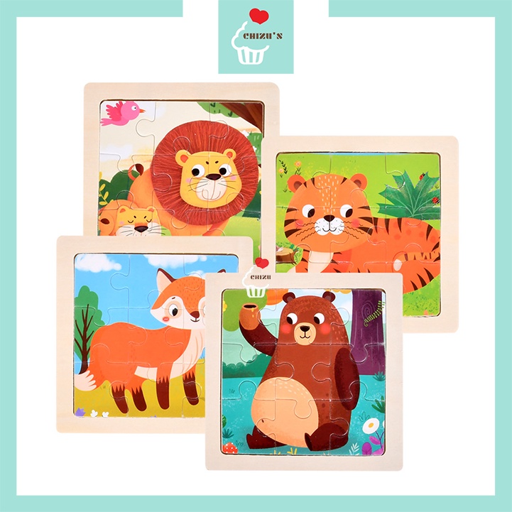 9 Pcs Wooden Jigsaw Puzzle | Puzzle Kayu 9 Keping Mini | Puzzel 9pcs Hewan Binatang Dinosaurus Kendaraan Transportasi Kartun Lucu | Mainan Edukatif Edukasi Anak Balita Murah