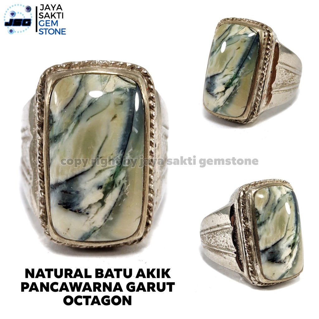 Natural Batu Akik Pancawarna Garut Octagon PGO14