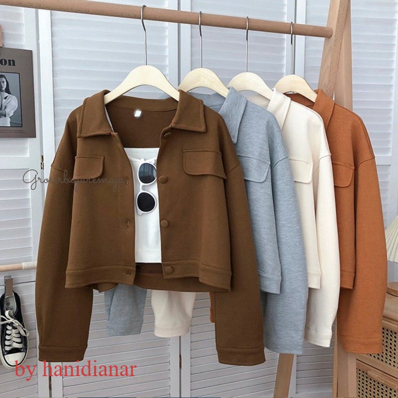 READY SIAP KIRIM - Layna jaket wanita - Atasan wanita - outerwear - jaket crop - jaket flecee - jake
