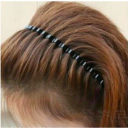 BANDO KAWAT OMBAK GELOMBANG ZIGZAG HITAM RAMBUT ANTI PATAH