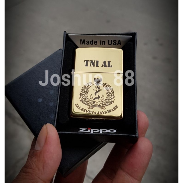 Zippo Korek Api Custom Ukir Logo TNI AL Bisa Ukir Nama Sendiri