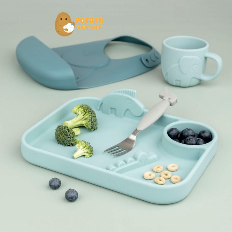 Done By Deer Peekaboo Compartment Plate Deer Friends - Piring Anak