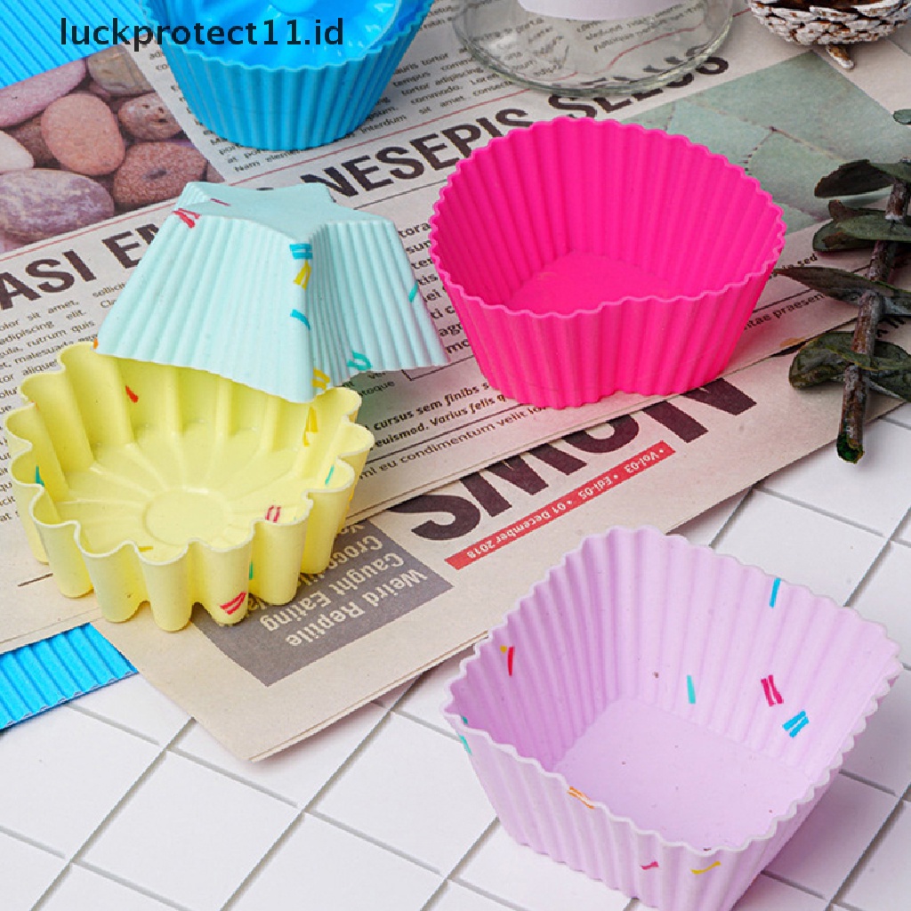 1pc Cetakan Cupcake Bahan Silikon Aneka Warna Acak