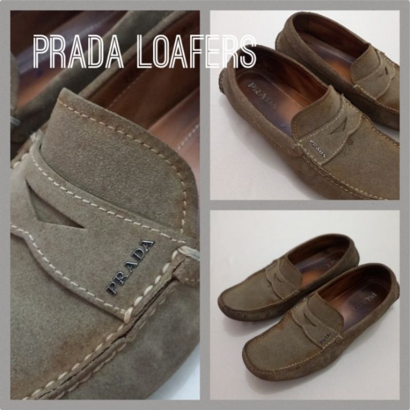 Sepatu Prada Suede Penny Loafers