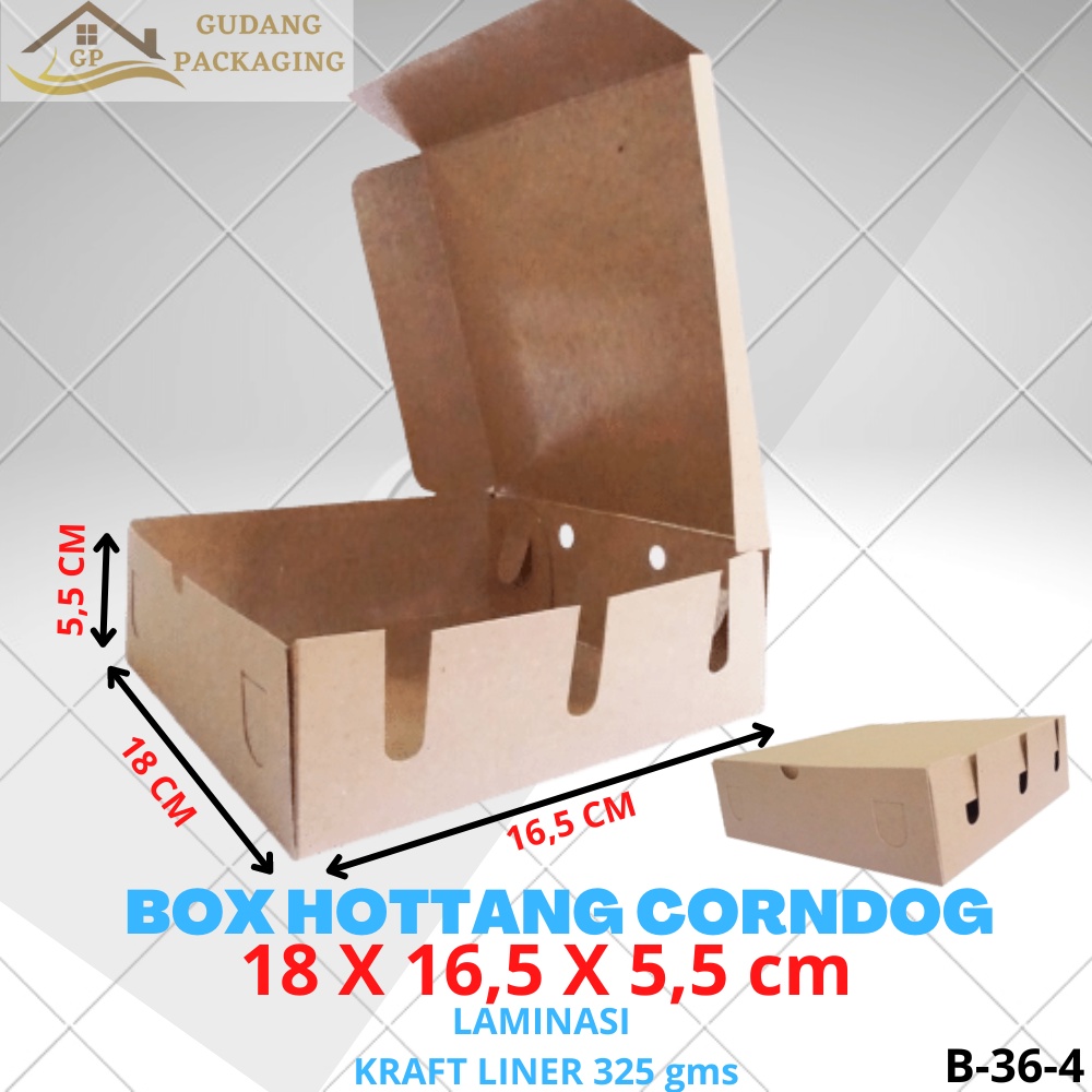 

BOX KARDUS SOSTANG TOKKEBI HOTTANG / DUS BOX CORN DOG SOSIS SATE NASI BAKAR ISI 3 LAMINASI
