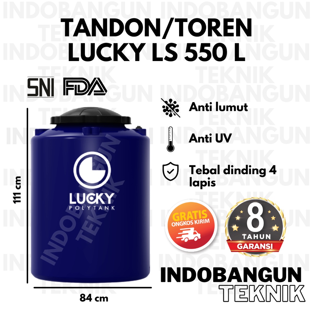Tandon Toren Tangki Air Lucky Standard 500 Liter 550 Harga Murah Garansi 8 Tahun Anti Lumut Lucky Po