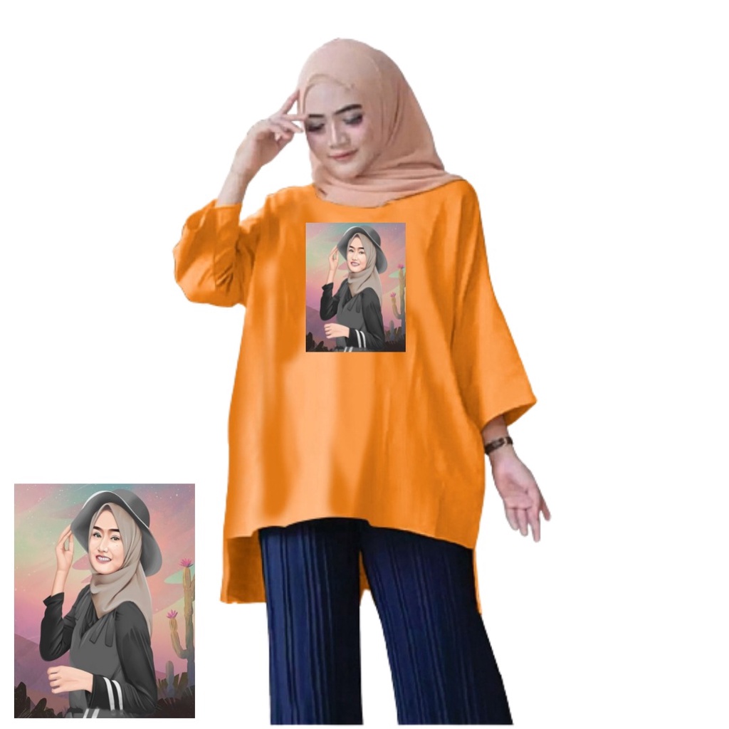 Tunik Hijab Topi Hitam Jumbo