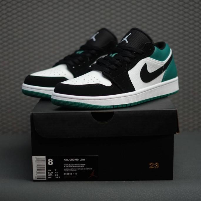 Sepatu Nike Air Jordan 1 Low White Black Mystic Green Pk God Original Atormelzi