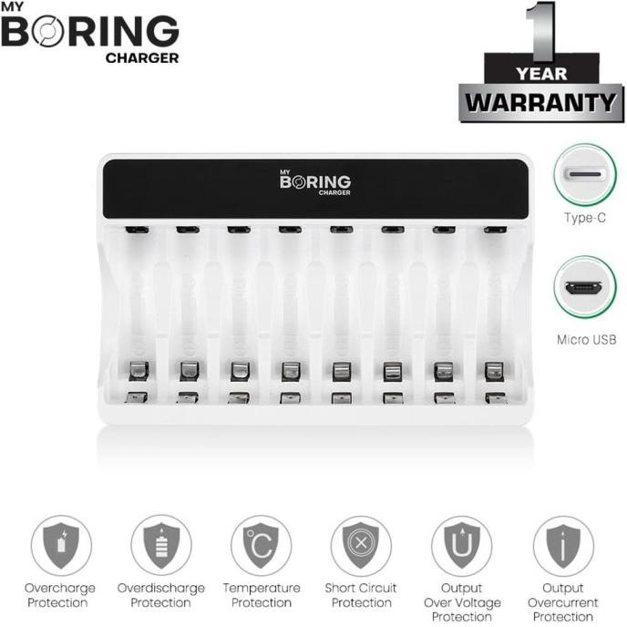 MY BORING Charger 8 Slot AA AAA Ni-MH Rechargeable Baterai Charger