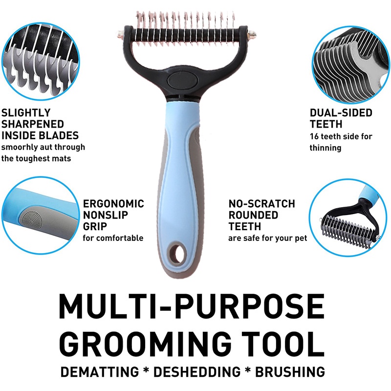 Sisir Kucing Anjing Brush Comb Grooming Kucing Sisir Sikat Slicker Bulu Rambut Kucing Anjing Double Head Pet Hair Removal Comb