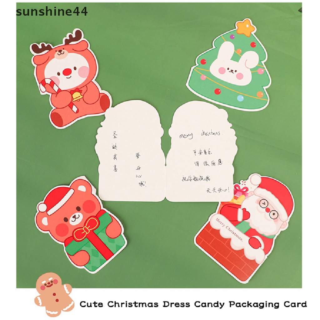 Sunshine 5Pcs Kartu Ucapan Selamat Natal / Tahun Baru