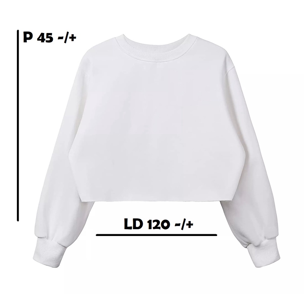 JENNI LOVE SWEATER CROP OVERSIZE BAHAN FLEECE