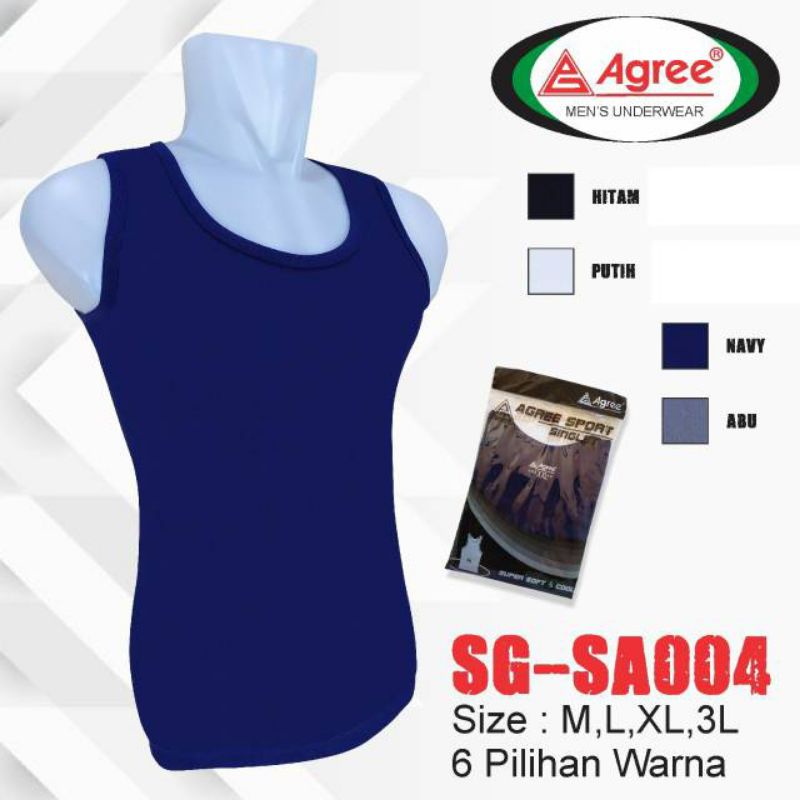 agree- singlet pria dewasa agree sa004 warna putih,abu,hitam/ kaos dalam pria agree/ kaos kutang laki-laki/ singlet agree sa004 lengan kutung agree