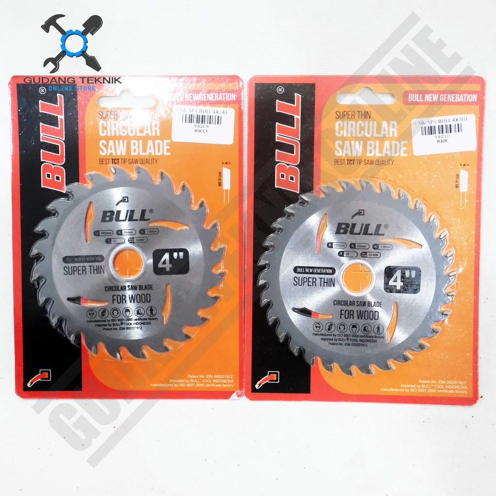 Mata Pisau Kayu Circular Saw 4&quot; 30T 40T SUPERTHIN BULL  / Mata Gergaji Circle 4 Inch 30T 40T Circular Saw Blade BULL