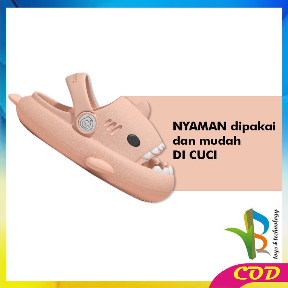 RB-S40 Sandal Hiu Karakter Hewan Lucu Bahan EVA Dengan Tali Belakang / Sendal Shark Anak Lucu Anti  Slip Unisex / Sendal Selop Anak Import