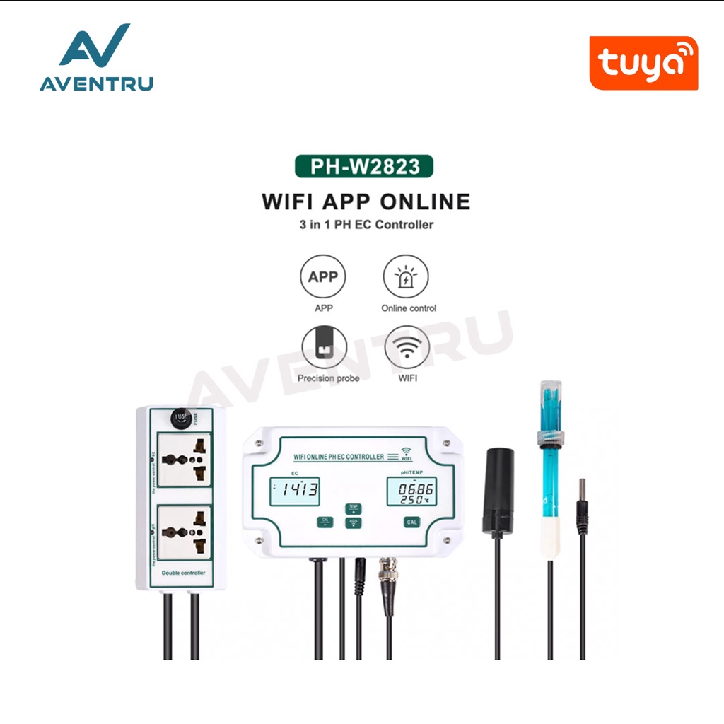 Smart WiFi Tuya 3in1 PH EC Temperature Meter Tester W2823