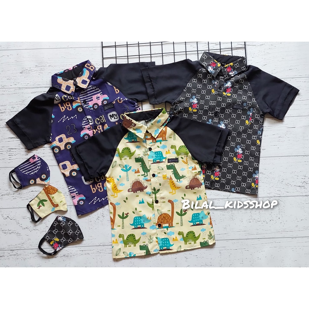 KEMEJA KATUN ANAK ( FREE MASKER )