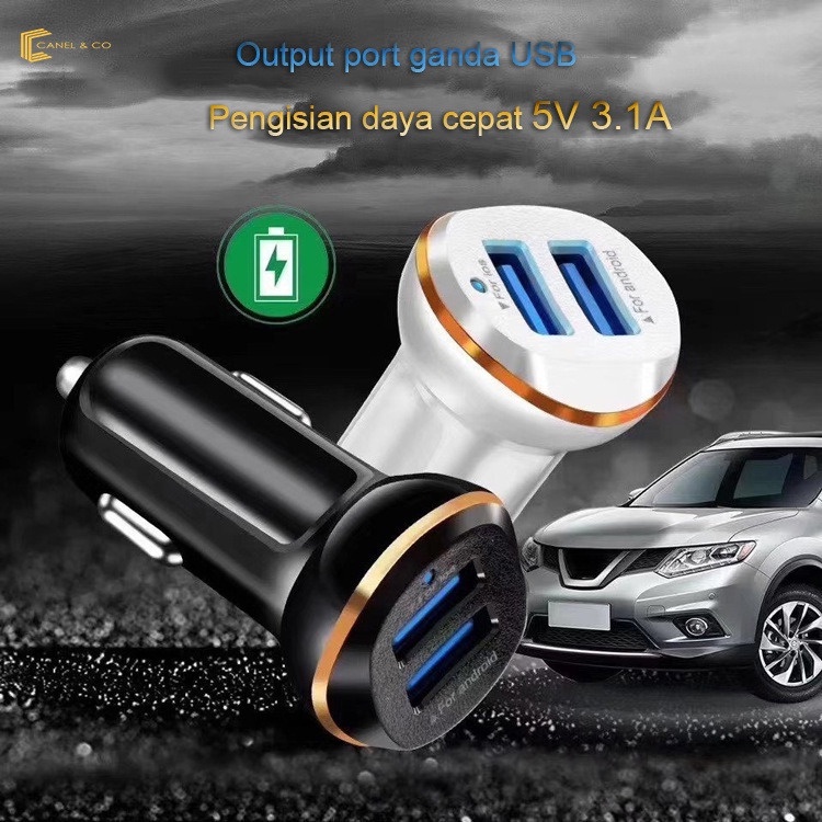 CANEL &amp; CO 5V 3.1A Car Charger Colokan Mobil steker mobil pengisi daya mobil cepat - 2 Port USB