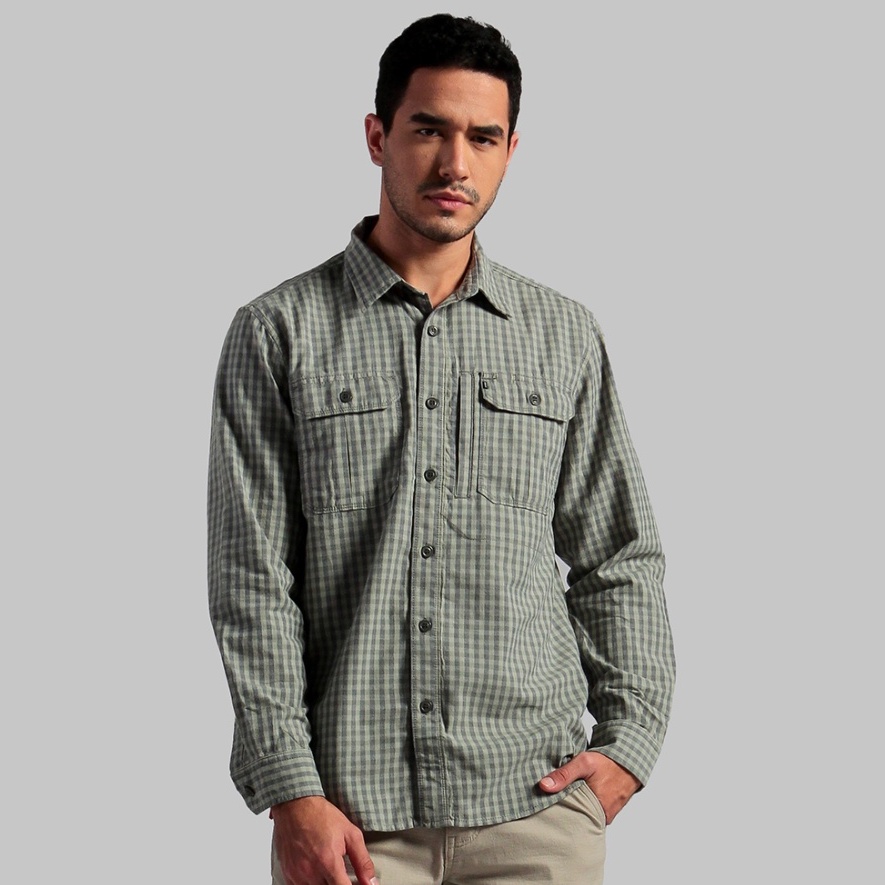 KEMEJA LENGAN PANJANG MGEE DISTRIC C018 - NAVY - KEMEJA KASUAL KOTAK