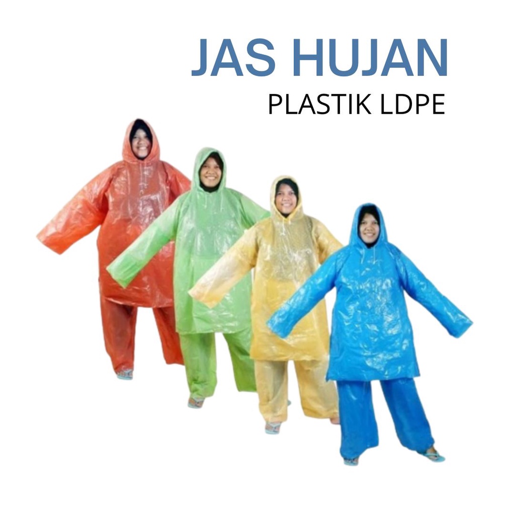 JAS HUJAN PLASTIK LDPE TEBAL SETELAN BAJU+CELANA PREMIUM QUALITY