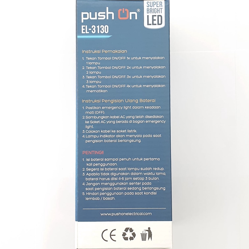 Push On EL-3130 Lampu Led Emergency Darurat 3 Sisi 30w (3x10w)