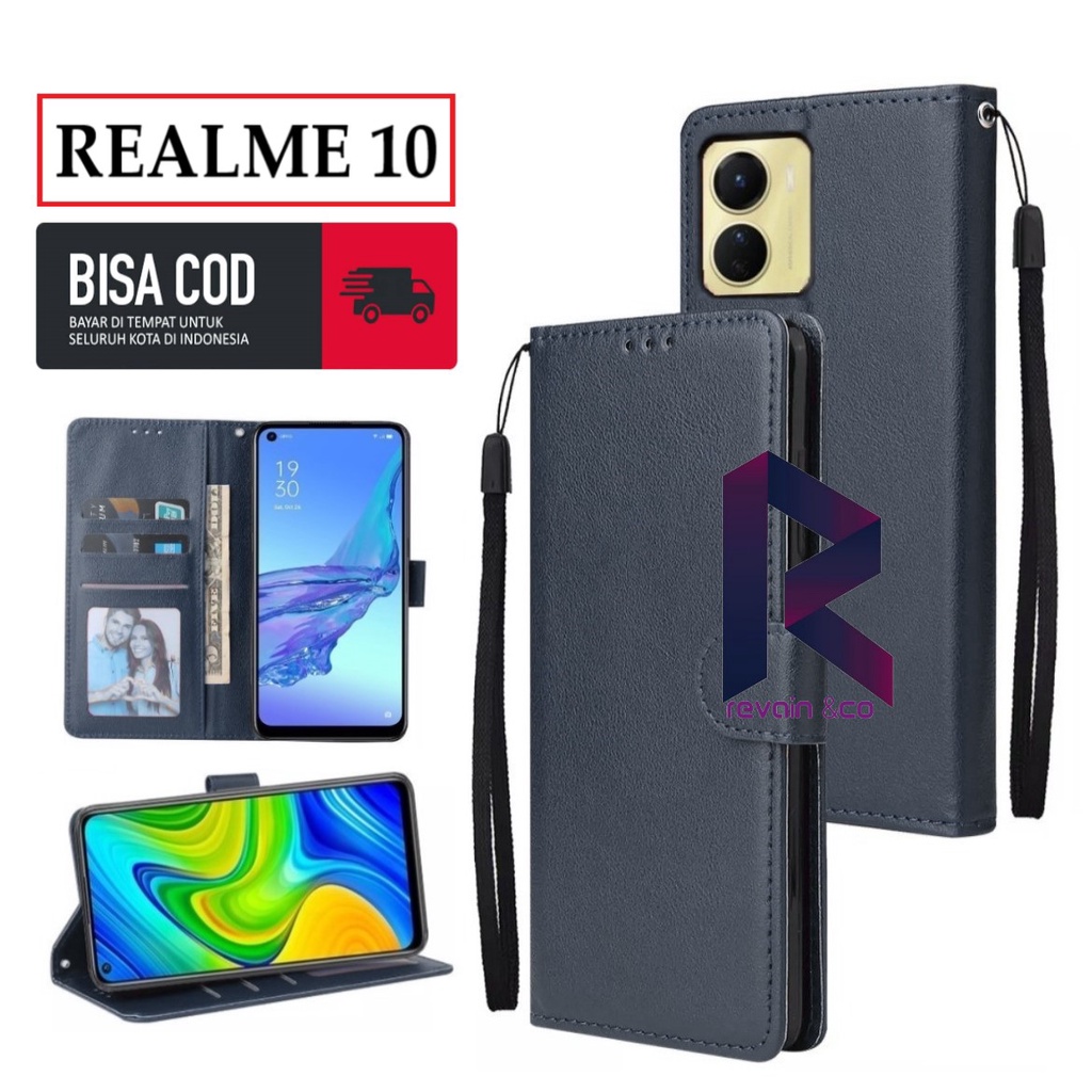 FLIP COVER NEW REALME 10 2022 FLIP WALLET LEATHER KULIT PREMIUM SARUNG BUKA TUTUP KESING HP FLIP CASE REALME 10 2022