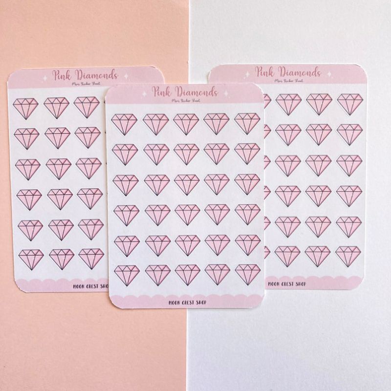 

Pink & Blue Diamonds Mini Sticker Sheet | Cute Pastel Bullet Journal, Planner, Notebook, Scrapbook