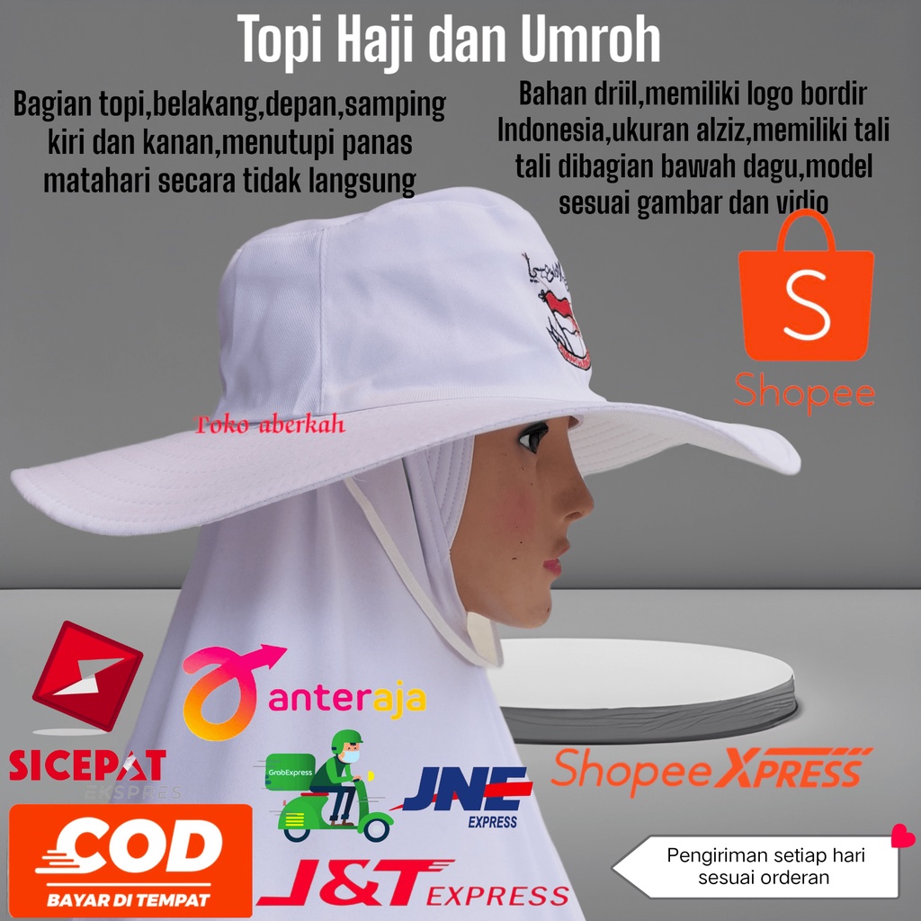 Topi haji dan umroh bulat logo indonesia