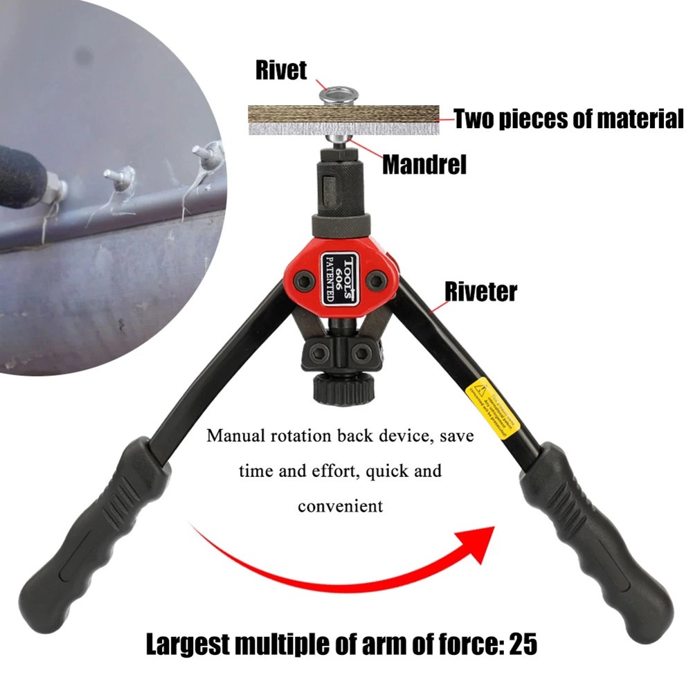 Kacang Keling Berulir Tangan Pistol Paku Keling dari Lengan Kacang Alat Rivnut Untuk Paku Keling Tangan M3 / M4 / M5 / M6 / M8 / M10 Otomatis BT-606 Alat Paku Keling Manual