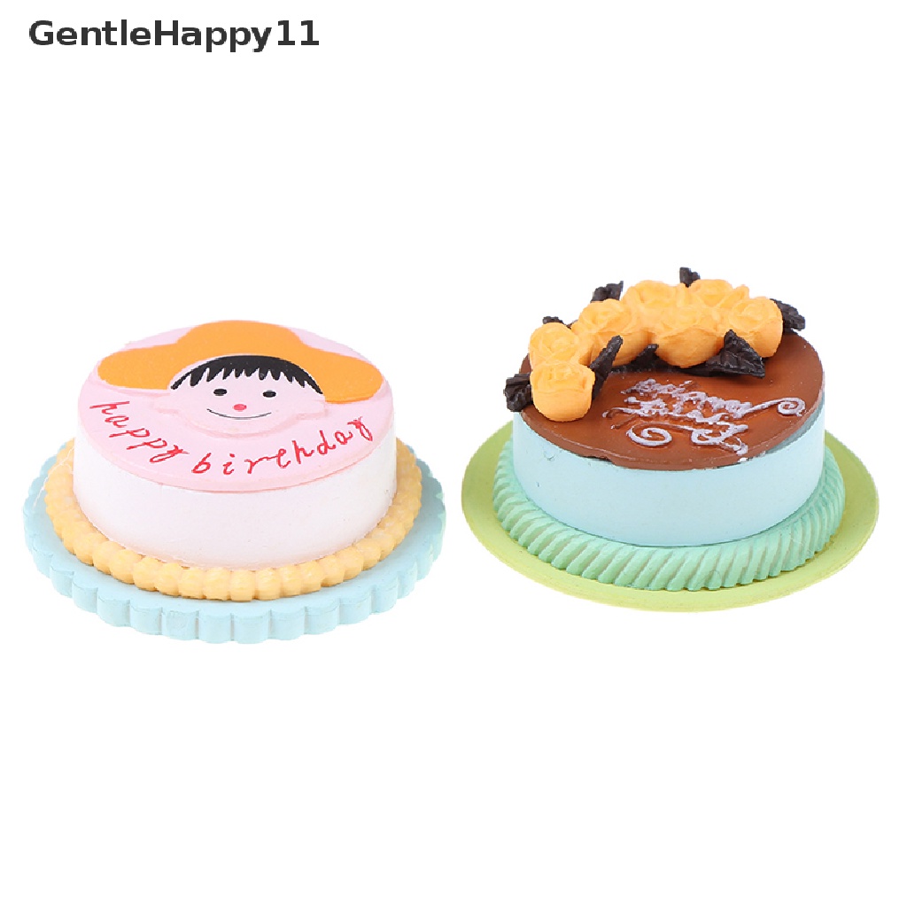 Gentlehappy Kue Ulang Tahun Model Simulasi Makanan Miniatur Patung Pretend play Mainan Dapur  Id