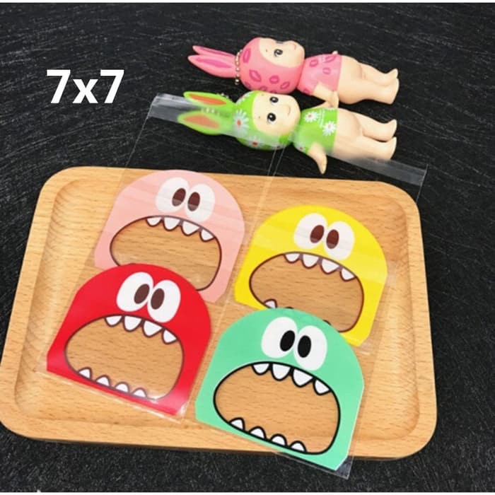 (clashop)plastik Cookies Bag Kemasan Kue Pie Permen Motif Big Mouth Monster OPP Bungkus Packaging ISI 100 PC