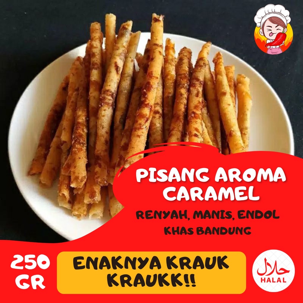 

Pisang Aroma Caramel Karamel Piscok Makanan Ringan Snack Jajanan Cemilan Manis viral enak murah 250gr