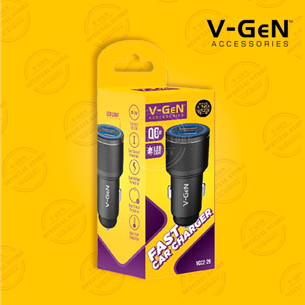 Car Charger V-GeN VCC2-29 USB Fast Charging QC3.0 2.4A V-GeN