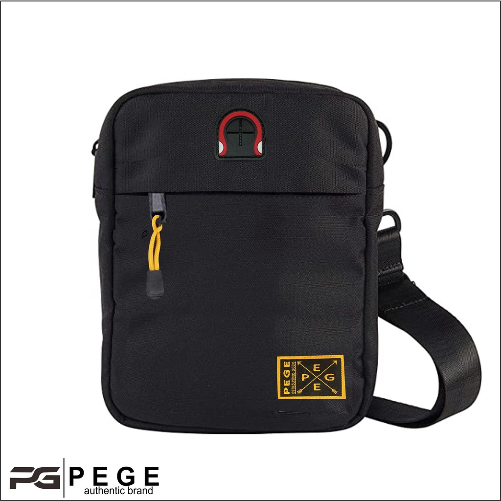 Tas Selempang Bahu Polos Hitam PEGE Mensa Slingbag Pria Kasual - PG 8937