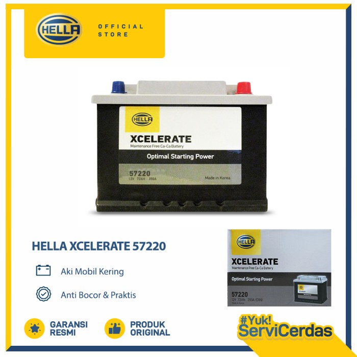 HELLA Aki Mobil XCELERATE 57220 - Aki Mobil Kering