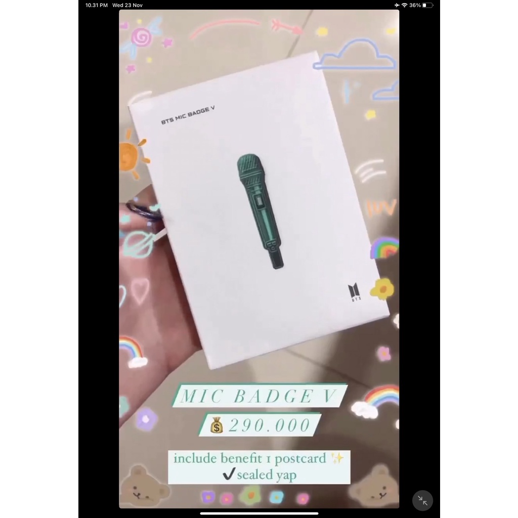 MIC BADGE BY V AKA TAEHYUNG BTS [READY STOCK]