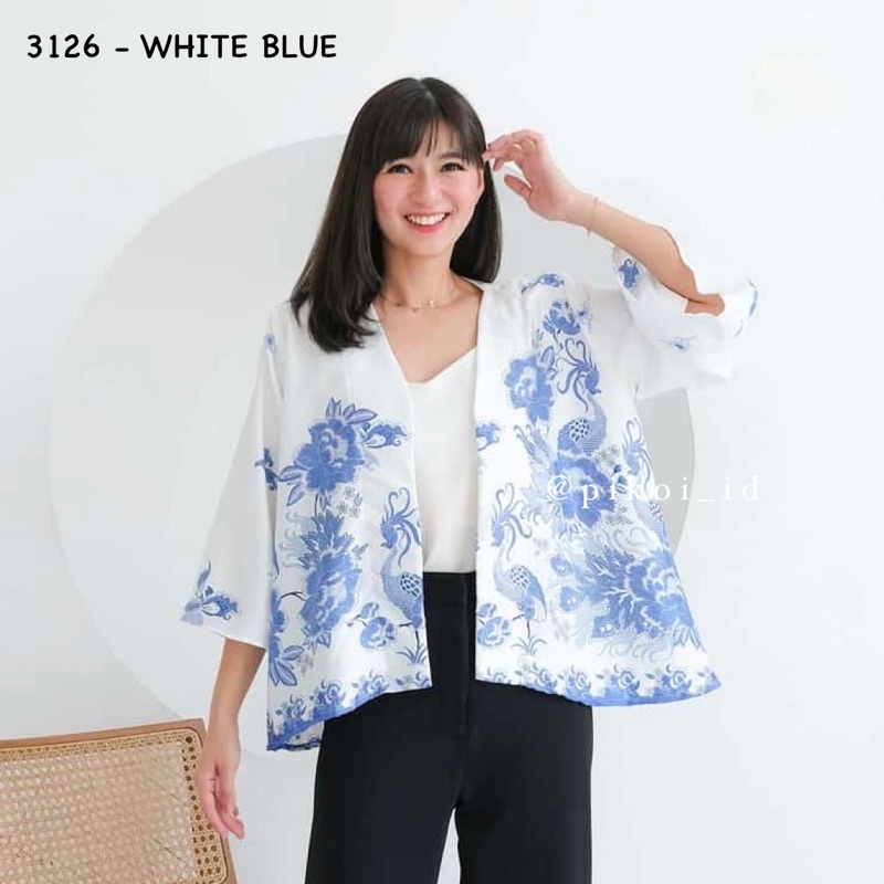 Cardigan batik satin wanita / outer seragam batik kerja kantor / bolero batik cewek modern 241 3126