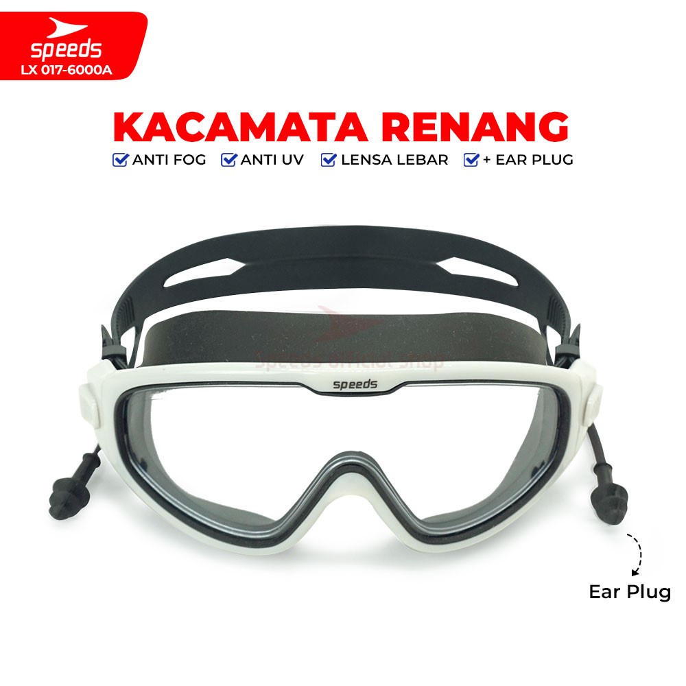Foto SPEEDS Kacamata Renang Dewasa Swimming Googles Remaja Anti FOG Anti UV Big Frame 017-6000