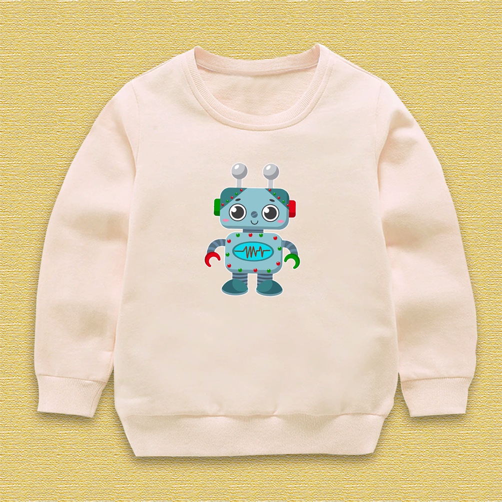 Sweater crewneck anak MACHINE CUTE ROBOT baju anak perempuan laki laki lucu