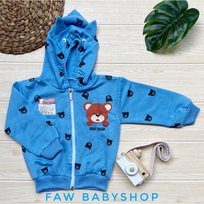 Jaket Bayi Bahan Sweater Mantel Bayi Hangat Kupluk Kuping Anak Usia 0-18 Bulan Faw Babyshop