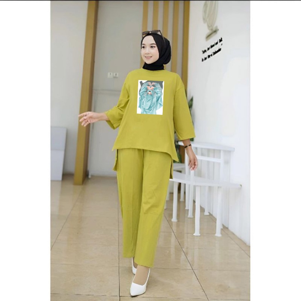 Setelan Tunik Muslim Saranghae Hijab Love / Blouse Wanita