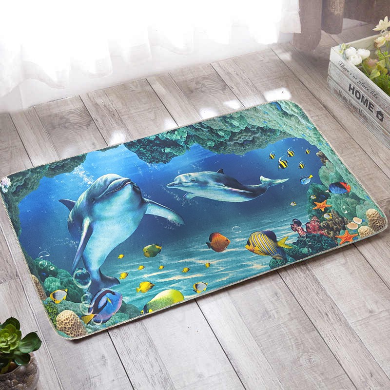 (Serba Serbi)Alas Lantai Kamar Mandi Anti Slip 3D Deep Blue Sea Series /Keset Kaki Kamar Mandi Anti Bau Anti Bakteri Bebas Kuman