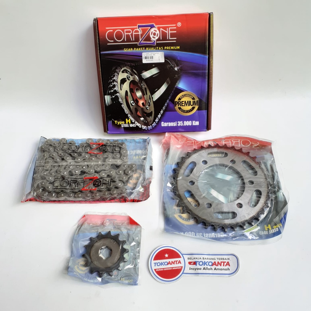 Girset Gir Gear Set Depan Belakang Rantai Motor Kawasaki Athlete Corazone