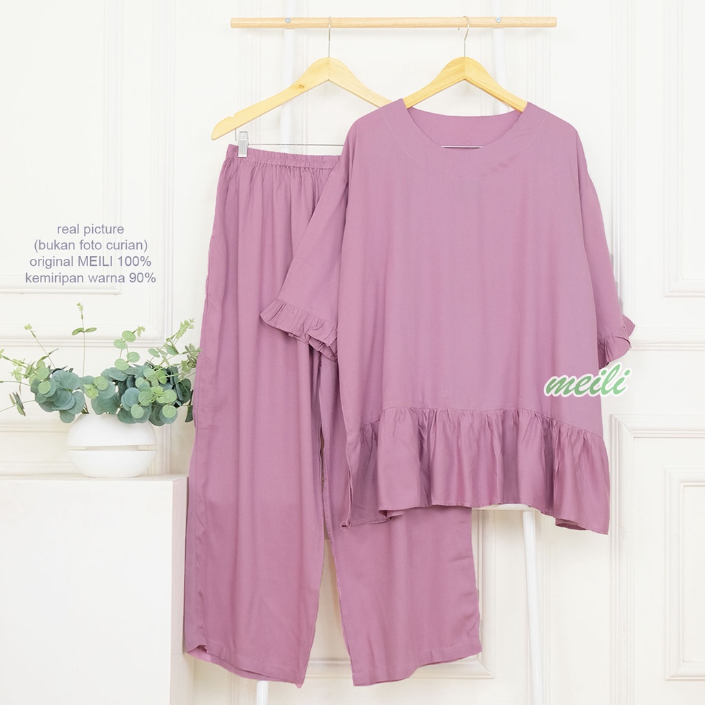 CELANA PANJANG | XXL 5L LD 120 140 Setelan Basic Pajamas Bigsize Piyama Rayon Super Lengan Panjang Pendek Oneset Jumbo Original MEILI