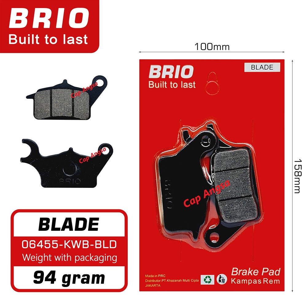 BRIO FRONT BRAKE PAD KAMPAS REM DEPAN DISC DISPED REM 1dus 20pc BLADE REVO SUPRA X SONIC NEW 06455 KWB