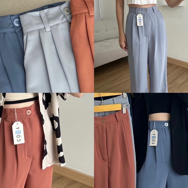 Loose Pants 332 Trousers Wanita Anti Kusut - Celana Kulot Highwaist Wanita Bahan Jatuh Celana Kantor Formal / Casual