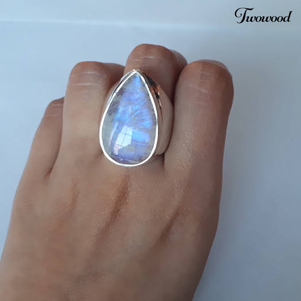 Cincin Berlian Imitasi Bentuk Waterdrop Gaya Vintage Punk Untuk Wanita