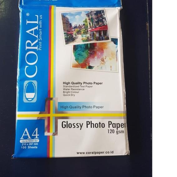 

Coral Glossy Photo Paper A4 120 gsm 100 lbr / Kertas Foto Brosur